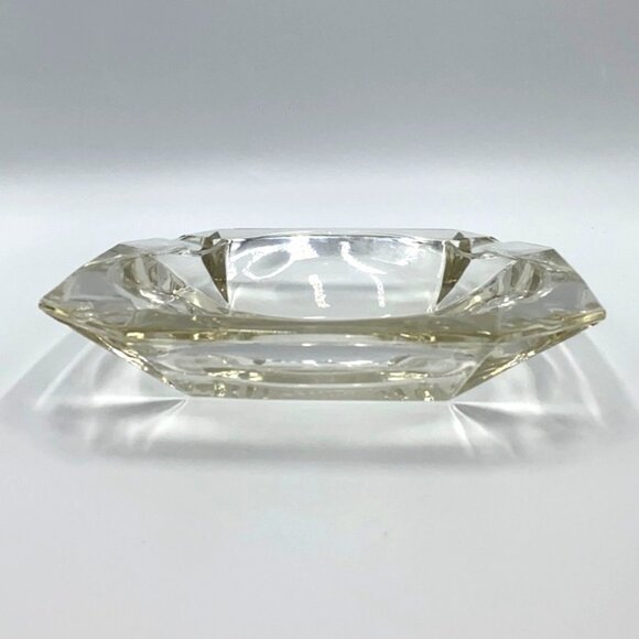 Vintage Clear Glass Ashtray With Etched FFA Logo & Wing Design Square Shape With - Picture 7 of 8